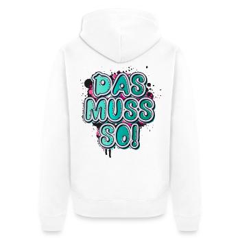 Das Muss So - Spruch - Optimist Chaot - Handwerker - Unisex Premium Bio Zip Hoodie - Weiß - Hinten - Thijin (182cm)