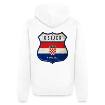 Osijek Croatia flag coat of arms design - Unisex Premium Organic Zip Hoodie - white - Back - Thijin (182cm)