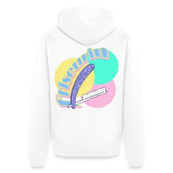 Friseurin Rasiermesser Friseur Salon - Unisex Premium Bio Zip Hoodie - Weiß - Hinten - Thijin (182cm)