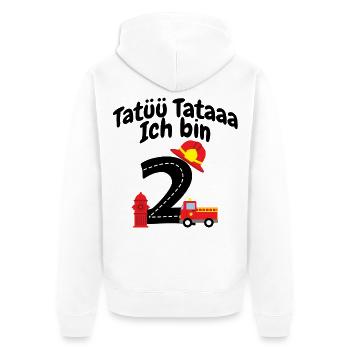 Zahl Zwei Feuerwehrmotive - Unisex Premium Bio Zip Hoodie - Weiß - Hinten - Thijin (182cm)