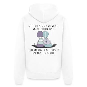 Gute Freunde, Freundschaft, Lieblingsmensch - Unisex Premium Bio Zip Hoodie - Weiß - Hinten - Thijin (182cm)
