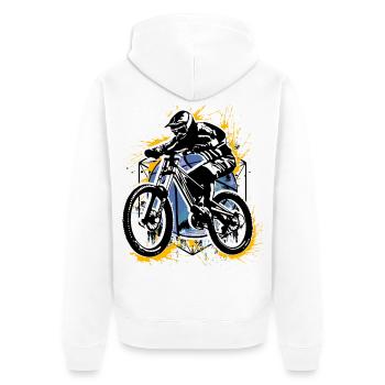 Mountainbike MTB - Mountainbiker - Retro Radsport - Unisex Premium Bio Zip Hoodie - Weiß - Hinten - Thijin (182cm)