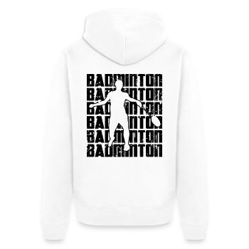 Lustiger Badmintonspieler - Unisex Premium Bio Zip Hoodie - Weiß - Hinten - Thijin (182cm)