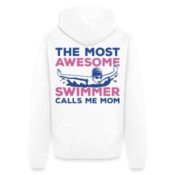 Schwimmer Mutter - Unisex Premium Bio Zip Hoodie - Weiß - Hinten - Thijin (182cm)