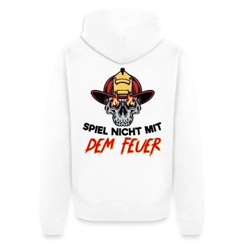 Feuerwehrhelm Statement Feuerwehr Brandschutz - Unisex Premium Bio Zip Hoodie - Weiß - Hinten - Thijin (182cm)
