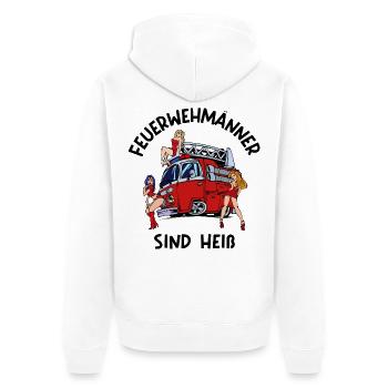 Feuerwehr Brandschutz Lebensretter Statement - Unisex Premium Bio Zip Hoodie - Weiß - Hinten - Thijin (182cm)