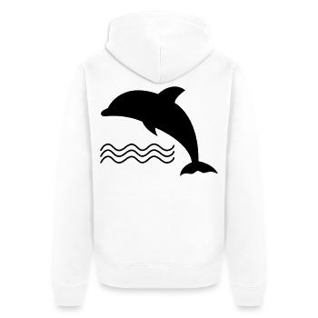 Delfin im Wasser als Vektor - Unisex Premium Bio Zip Hoodie - Weiß - Hinten - Thijin (182cm)