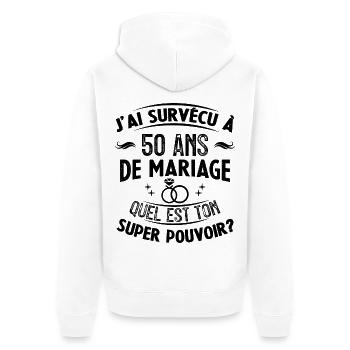 50 Ans De Mariage humoristique mariage - Veste à capuche bio Premium Unisexe - blanc - Dos - Thijin (182cm)