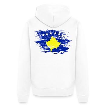 Kosovo Flagge used - Unisex Premium Bio Zip Hoodie - Weiß - Hinten - Thijin (182cm)