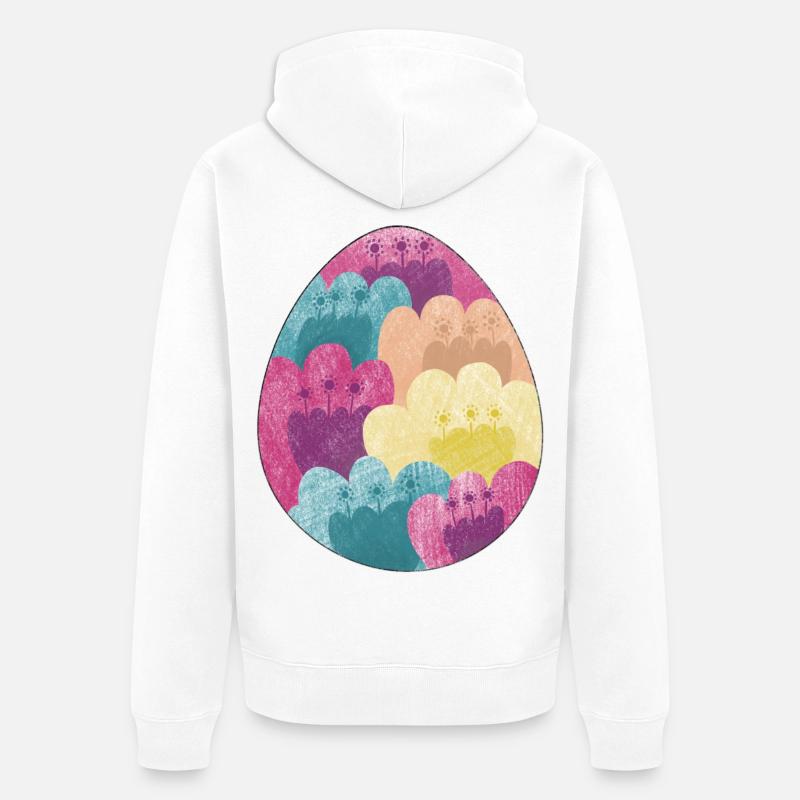 Colorful Easter egg with flower pattern - Unisex Premium Organic Zip Hoodie - white