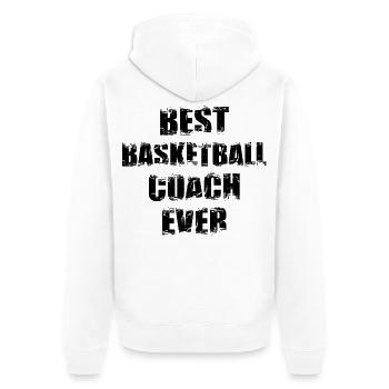 Bester Basketballtrainer aller Zeiten - Unisex Premium Bio Zip Hoodie - Weiß - Hinten - Thijin (182cm)