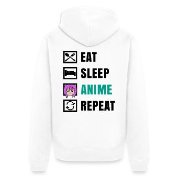 Asiatisch Japan Anemi Statement Manga Zeichentrick - Unisex Premium Bio Zip Hoodie - Weiß - Hinten - Thijin (182cm)