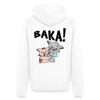 Baka Anime Manga Cartoon Cat Disant - Veste à capuche bio Premium Unisexe - blanc - Dos - Thijin (182cm)