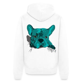 Style cartoon adorable de bouledogue français - Veste à capuche bio Premium Unisexe - blanc - Dos - Thijin (182cm)