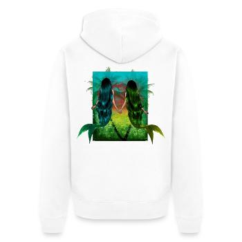 Sirènes au coucher du soleil - Veste à capuche bio Premium Unisexe - blanc - Dos - Thijin (182cm)