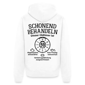 59. Geburtstag Schonend Behandeln Oldtimer Ist 59 - Unisex Premium Bio Zip Hoodie - Weiß - Hinten - Thijin (182cm)