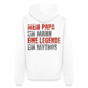 Papa Legende Mythos Grunge - Unisex Premium Bio Zip Hoodie - Weiß - Hinten - Thijin (182cm)