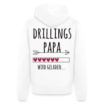 werdender Drillingspapa Schwangerschaft Drillinge - Unisex Premium Bio Zip Hoodie - Weiß - Hinten - Thijin (182cm)