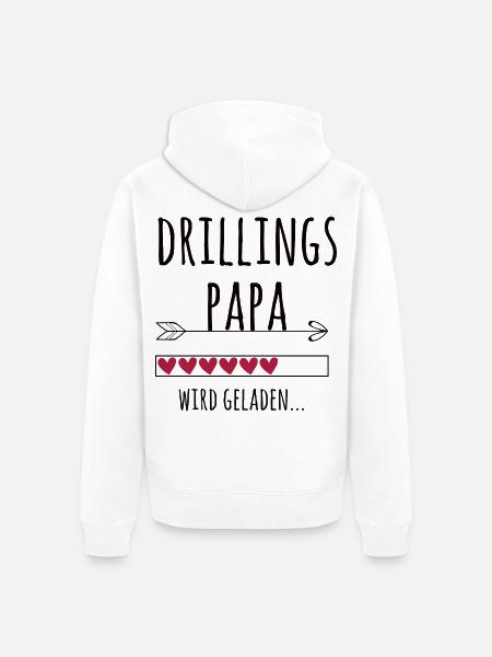 werdender Drillingspapa Schwangerschaft Drillinge - Unisex Premium Bio Zip Hoodie - Weiß