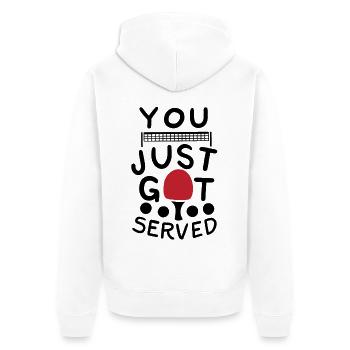 Ping Pong Spruch - Unisex Premium Bio Zip Hoodie - Weiß - Hinten - Thijin (182cm)