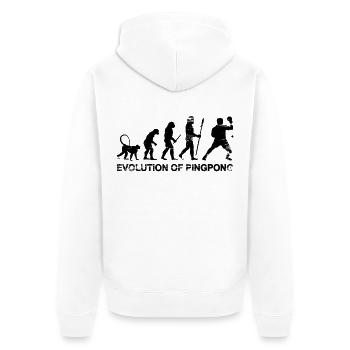Evolution of Pingpong - Unisex Premium Bio Zip Hoodie - Weiß - Hinten - Thijin (182cm)