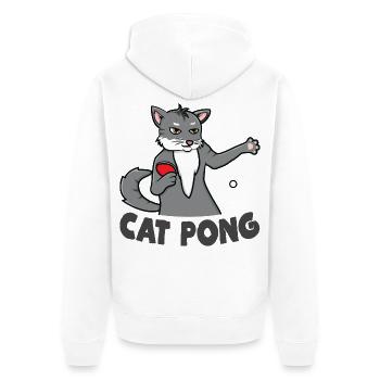 Katzen Ping Pong - Unisex Premium Bio Zip Hoodie - Weiß - Hinten - Thijin (182cm)
