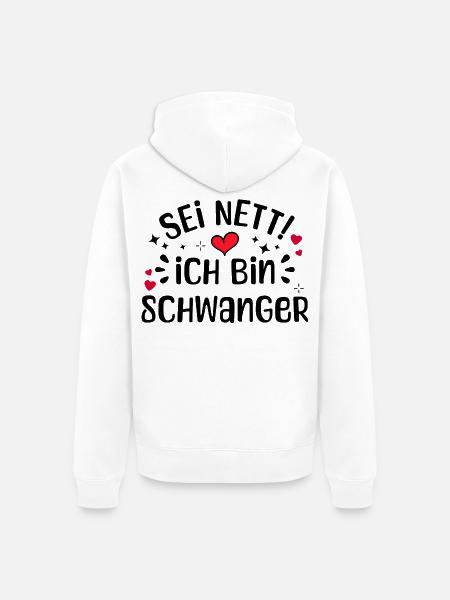 Schwangerschaft Mutter Schwanger Herz Statement - Unisex Premium Bio Zip Hoodie - Weiß