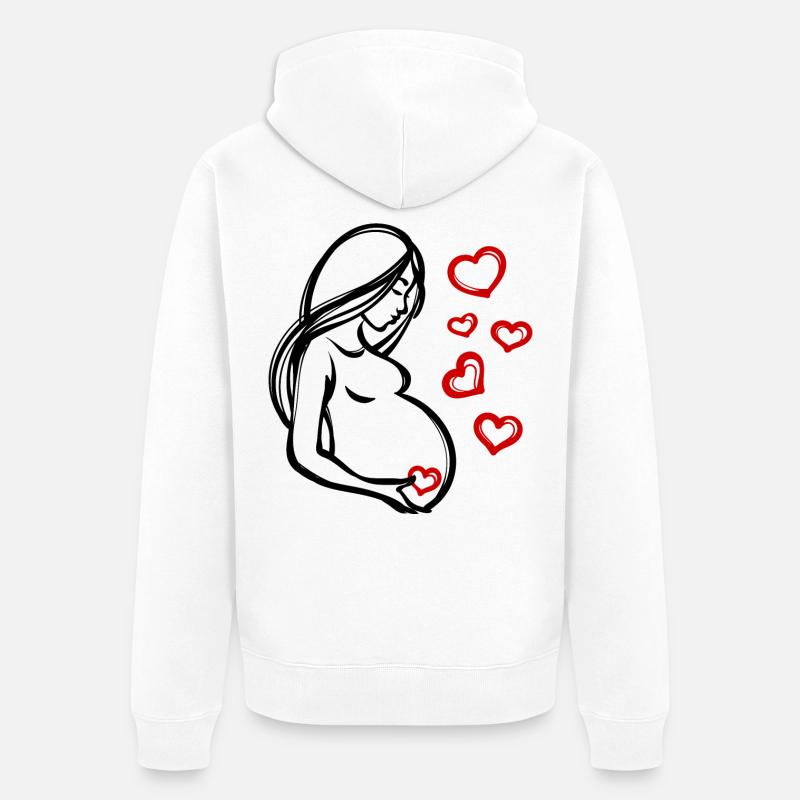 Coeur Grossesse Bébé Ventre Déclaration Enceinte - Veste à capuche bio Premium Unisexe - blanc