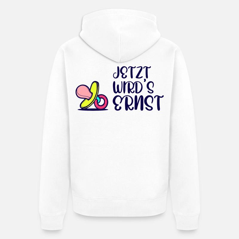 Elternschaft Eltern Geburt Statement Schwanger - Unisex Premium Bio Zip Hoodie - Weiß