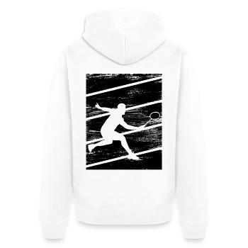 Badminton Spieler - Unisex Premium Bio Zip Hoodie - Weiß - Hinten - Thijin (182cm)