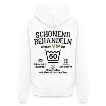 50. Geburtstag Schonend Behandeln 50 VIP ist 50 - Unisex Premium Bio Zip Hoodie - Weiß - Hinten - Thijin (182cm)