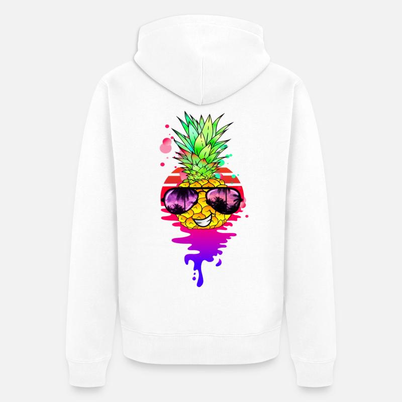 Drôle d’ananas rétro - Veste à capuche bio Premium Unisexe - blanc