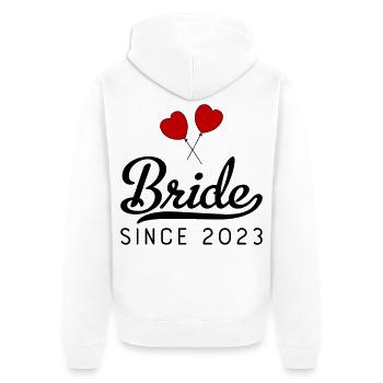 Braut seit 2023 - Unisex Premium Bio Zip Hoodie - Weiß - Hinten - Thijin (182cm)