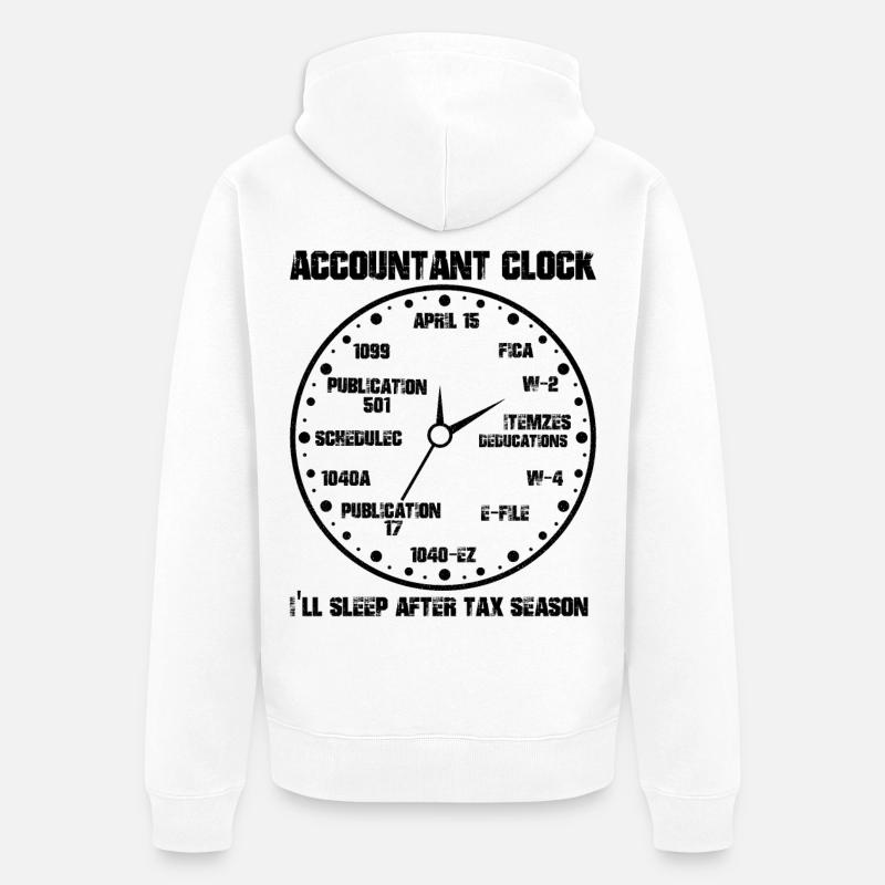 Drôle d’horloge comptable CPA Comptabilité - Veste à capuche bio Premium Unisexe - blanc