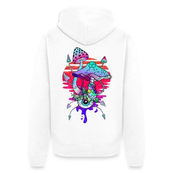 Psychedelische Zauberpilze Vaporwave - Unisex Premium Bio Zip Hoodie - Weiß - Hinten - Thijin (182cm)