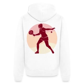 Padel Spieler Schläger Trainer Ball Sportart - Unisex Premium Bio Zip Hoodie - Weiß - Hinten - Thijin (182cm)