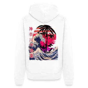 La grande vague de Kanagawa Retro - Veste à capuche bio Premium Unisexe - blanc - Dos - Thijin (182cm)