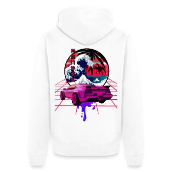 big wave off kanagawa retro wave sunset - Unisex Premium Organic Zip Hoodie - white - Back - Thijin (182cm)