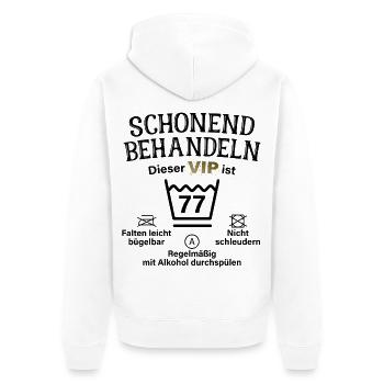 77. Geburtstag Schonend Behandeln 77 VIP ist 77 - Unisex Premium Bio Zip Hoodie - Weiß - Hinten - Thijin (182cm)