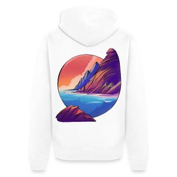 Sonnenaufgang Meer Insel Urlaub - Unisex Premium Bio Zip Hoodie - Weiß - Hinten - Thijin (182cm)