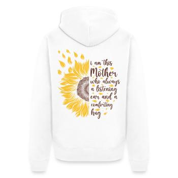 Je suis cette mère Cadeau de tournesol motivant - Veste à capuche bio Premium Unisexe - blanc - Dos - Thijin (182cm)