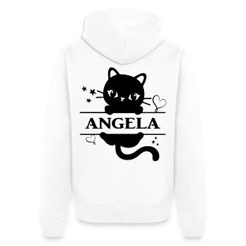 name t-shirt Angela t-shirt cat gift idea - Unisex Premium Organic Zip Hoodie - white - Back - Thijin (182cm)