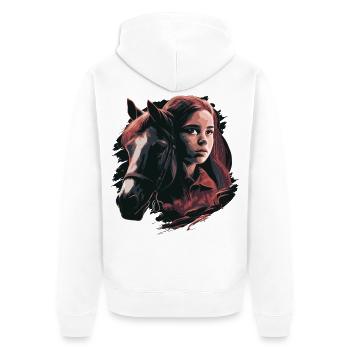 Pferdemädchen - Unisex Premium Bio Zip Hoodie - Weiß - Hinten - Thijin (182cm)