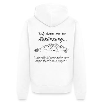 Ich kenn da ne Abkürzung! Orientierungssinn - Unisex Premium Bio Zip Hoodie - Weiß - Hinten - Thijin (182cm)