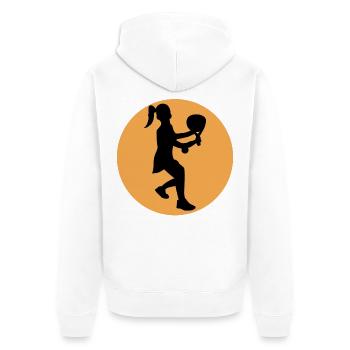 Raquette Balles Entraîneur Joueur de Padel Formation - Veste à capuche bio Premium Unisexe - blanc - Dos - Thijin (182cm)