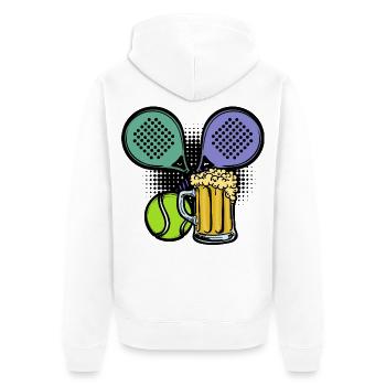 Schläger Padel Bälle Spieler Padelspiel Sportart - Unisex Premium Bio Zip Hoodie - Weiß - Hinten - Thijin (182cm)