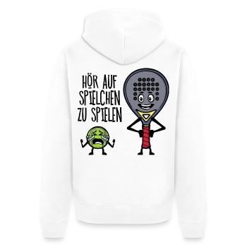 Freizeit Spieler Statement Padel Ball Schläger - Unisex Premium Bio Zip Hoodie - Weiß - Hinten - Thijin (182cm)
