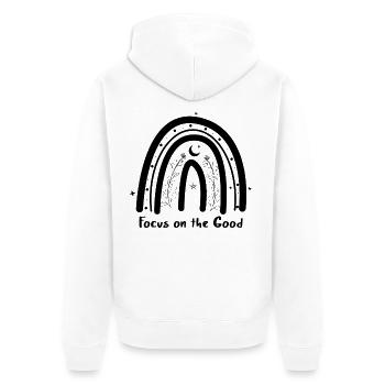 Crescent Moon Silhouette Night - Unisex Premium Organic Zip Hoodie - white - Back - Thijin (182cm)