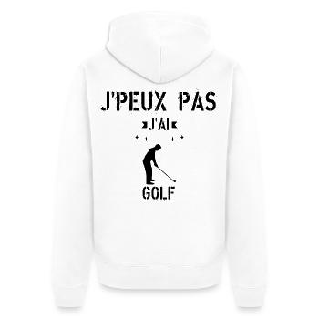 J Peux Pas J ai Golf - Veste à capuche bio Premium Unisexe - blanc - Dos - Thijin (182cm)