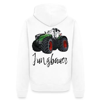 Jungbauer - Traktor, Babygeschenk, Bauernhof - Unisex Premium Bio Zip Hoodie - Weiß - Hinten - Thijin (182cm)